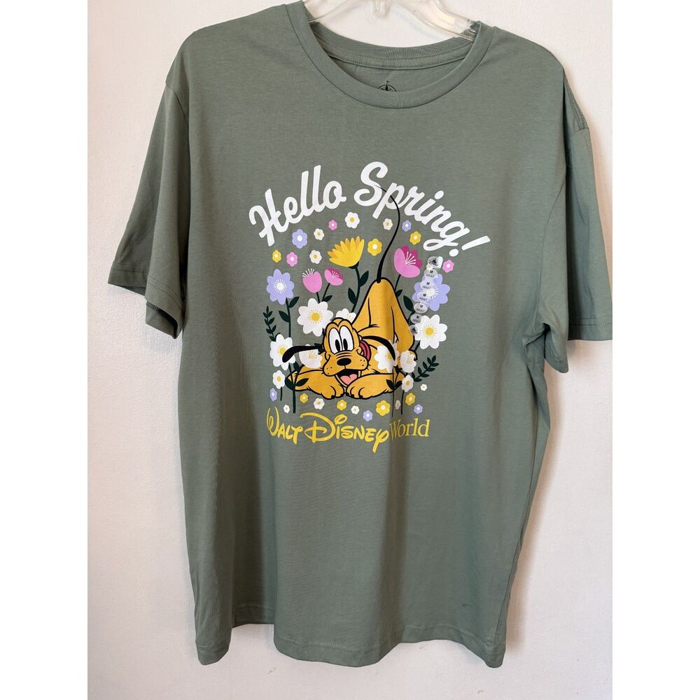 New Hello Spring Pluto Walt Disney World T-Shirt Medium Disney Parks Tee